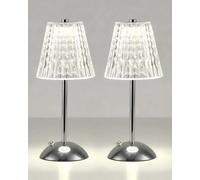 HARPER LIVING Rechargeable Table Lamp Set of 2, LED Desk Lamp Battery Operated, 3 Colours & Dimmable, Cordless Touch Lamps Bedside Reading Light for Bedroom Living Room Bar Restaurant, Chrome