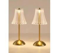HARPER LIVING Rechargeable Table Lamp Set of 2, LED Desk Lamp Battery Operated, 3 Colours & Dimmable, Cordless Touch Lamps Bedside Reading Light for Bedroom Living Room Bar Restaurant, Gold