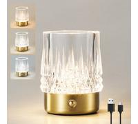Harper Living Rechargeable Table Lamp, Small Battery Operated Desk Lamp, Cylindrical Shade, Gold Finish