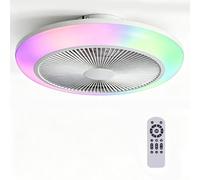 HARPER LIVING RGB Ceiling Fans with Lights, 55W 4000LM Dimmable LED Quiet Fan Lights Ceiling for Bedroom Living Room, 7 Colours Changing/6 Speeds/Timing/Remote Control/Memory Function