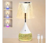 Harper Living Rgb Table Lamp, Water Base & 7-Colour Changing, Touch Control Mood Light, Dimmable, Diamond Cut Shade