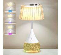 Harper Living Rgb Table Lamp, Water Base 7-Colour Changing, Touch Control, Pleated In White White One Size