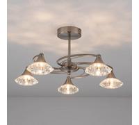 Satin Nickel Spiral 5 Light Semi Flush Ceiling Light Harper Living Light Grey One Size