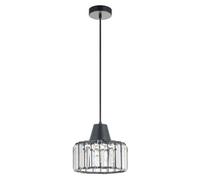 HARPER LIVING Crystal Pendant Ceiling Lights Black Finish, Adjustable Height, E27/ES Bulb Cap (Single Light)