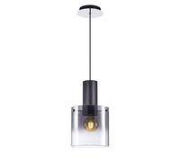Harper Living Single Cylinder Black Pendant Light With Grey Glass Shade Black One Size