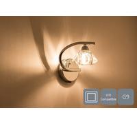 Single Right Curved Wall Light and Sconce, Clear Glass Shade, Polished Chrome Finish Harper Living Metallic Silver One Size