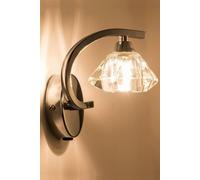 Single Right Curved Wall Light and Sconce, Clear Glass Shade, Polished Chrome Finish Harper Living Metallic Silver One Size