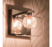 Harper Living Single Wall Light , G9 Cap , Polished Chrome Finish , Glass Shade And Copper Mesh