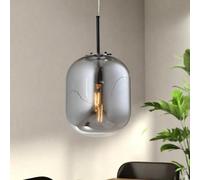 Smoked Glass Pendant Light E27 Dimmable Ceiling Lighting Black Small Harper Living Black One Size
