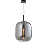 Harper Living Smoked Glass Pendant Light, E27 Ceiling Lighting Black, Adjustable Height Industrial Hanging Lamp, Large