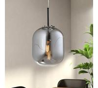 Harper Living Smoked Glass Pendant Light E27 Dimmable Ceiling Lighting Black Small Black One Size