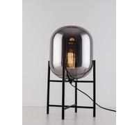 Smoked Glass Table Lamp, Bedside & Desk Lamp with On/Off Switch Harper Living Black One Size
