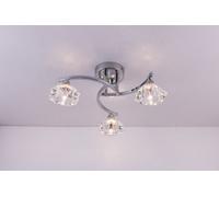 Harper Living Spiral Semi-Flush Ceiling Light 3 Lights Clear Glass Shades Polished Chrome Finish In Metallic Silver Metallic Silver One Size