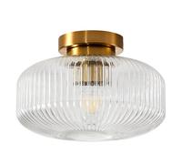 Harper Living Vintage Ceiling Lamp with Textured Glass Shade, Brass Finish, E27 in Gold Harper Living Gold