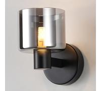 HARPER LIVING Wall Light Matt Black, Indoor Wall Lamp with Smoked Glass Shade, Modern Wall Sconce Lights for Living Room Bedroom Hallway Hotel B&B (G9 Base No Bulb)