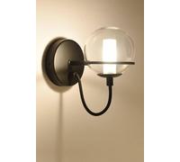Harper Living Wall Light With Globe Shade And Switch In Black Black