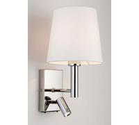 HARPER LIVING Indoor Wall Light with LED Reading Light, Wall Sconce Lights with USB Port and On/Off Switch, E27/ES Bedroom Wall Lamp, Polished Chrome Finish, Fabric Square Shade