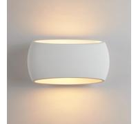 HARPER LIVING Wall Lights, Modern Plaster Wall Wash Lighting, 40W E27 ES, Indoor Wall Sconce Lamp with White Oval Ceramic Shade, Wall Mounted Light for Bedroom, Living Room, Hallway-Length 30CM