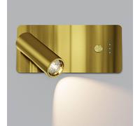 HARPER LIVING Wall Spotlights Brass, Rechargeable Wall Reading Lamp LED 5000mAh Battery Operated Wall Light with Switch, Dimmable 3000K Warm Light, Rotatable, Ideal for Bedroom Living Room