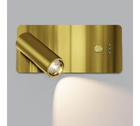 HARPER LIVING Wall Spotlights Brass, Rechargeable Wall Reading Lamp LED 5000mAh Battery Operated Wall Light with Switch, Dimmable 3000K Warm Light, Rotatable, Ideal for Bedroom Living Room