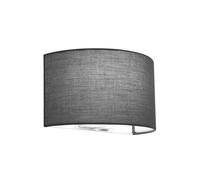 HARPER LIVING Indoor Wall Light with Switch, 1xE27 ES Wall Wash Lighting with Grey Semi-Circle Fabric Shade, Up and Down Wall Sconce Lamp, Ideal for Bedroom, Living Room, Hallway, Hotel