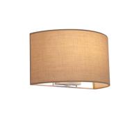 HARPER LIVING Indoor Wall Lights, E27 ES Wall Wash Lamp with Switch, Bedside Wall Light with Taupe Semi-Circle Fabric Shade, Wall Sconce Lighting for Bedroom, Living Room, Hallway, Hotel