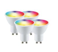 Wi-Fi GU10 5.5 Watts LED Smart Bulb, RGB CCT 2700K-6500K, Dimmable, Pack of 4 Harper Living White One Size