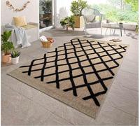 Harper Braided Polypropylene Indoor Rug - Living Room Area Rug - Kitchen Floor Rug - Runner for Hallway, Entryway, Corridor - Beach Picnic Use - Aztec, Diamond, Prism Pattern, Black, 200x290 cm