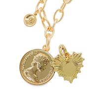 Harper Meyers Gold Medallion Necklace & Sunburst Heart Charm Bundle - Bold Statement Jewelry - Interchangeable Gold Pendant & Heart Charm - Elegant Necklace Gift for Any Occasion