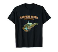 Harpers Ferry West Virginia Vintage Map Scenic River Town T-Shirt