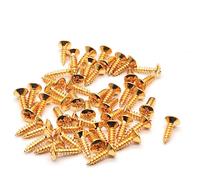 harpfeas 3MM Electric Guitar Bass Pickguard Screws Pick Guards Scratch Plate Mounting Screws for Fender Strat ST Tele TL Stratocaster Telecaster Gibson LP Les Paul SG Guitar Pack of 50 (Gold)