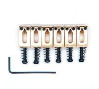 harpfeas 6Pcs Metal 10.5mm Guitar Tremolo Bridge Saddles for Fender Stratocaster Strat Telecaster Tele Electric Guitar (Gold)