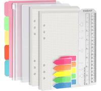 Harphia A5 6 Holes Binder Refill Value Set, 90 Sheets Loose Leaf Paper with Stickers and dividers, Planner Inserts with Binder Pockets for refillable Notebook (Dot, A5)