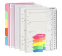Harphia A5 6 Holes Binder Refill Value Set, 90 Sheets Loose Leaf Paper with Stickers and dividers, Planner Inserts with Binder Pockets for refillable Notebook (Week, A5)