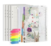 Harphia A5 Planner Inserts Paper Refills Set with divider Sticker Pouch Ruler, for compatible with Filofax, 6 Ring Dot,Line,Grid,Plain,80 sheets/160 Pages 100 GSM Thickness 5.59 x 8.27''