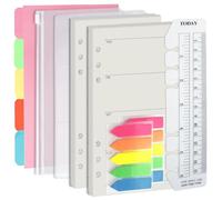 Harphia A6 6 Holes Binder Refill Value Set, 90 Sheets Loose Leaf Paper with Stickers and dividers, Planner Inserts with Binder Pockets for refillable Notebook (Week, A6)
