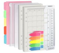 Harphia A6 6 Holes Binder Refill Value Set, 90 Sheets Loose Leaf Paper with Stickers and dividers, Planner Inserts with Binder Pockets for refillable Notebook (Month, A6)