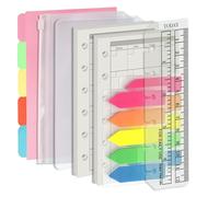 Harphia A7 Monthly Pocket Refills 6 Holes Binder Refill Value Set, 90 Sheets Loose Leaf Paper with Stickers and dividers, Planner Inserts with Binder Pockets for refillable Notebook (Month, A7)
