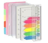 Harphia A7 Weekly Pocket Refills 6 Holes Binder Refill Value Set, 90 Sheets Loose Leaf Paper with Stickers and dividers, Planner Inserts with Binder Pockets for refillable Notebook (Week, A7)