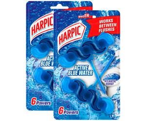 Harpic Active Blue Water Twin Rim Block For A Hygienic Fresh Toilet 4 X 35G