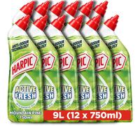 Harpic Active Fresh Toilet Cleaning Gel, Mountain Pine, 750ml (12 x 750ml)