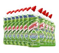Harpic Active Fresh Toilet Cleaning Gel, Mountain Pine, Pack 12 x 750 ml, Infused with Essential Oils, Kills 99.9% of Bacteria, Toilet Cleaner