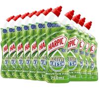Harpic Active Fresh Toilet Cleaning Gel, Mountain Pine, Pack 12 x 750 ml, Infused with Essential Oils, Kills 99.9% of Bacteria, Toilet Cleaner