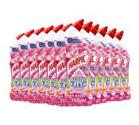 Harpic Active Fresh Toilet Cleaning Gel, Pink Blossom, Pack 12 x 750 ml, Infused with Essential Oils, Kills 99.9% of Bacteria, Toilet Cleaner