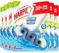 Harpic Active Fresh Toilet Rim Block, Lime Fresh, Pack of 6, Anti-Limescale, Dirt Remover, Lasts up to 30 weeks and up to 1250 flushes, Toilet Cleaner, Toilet Freshener
