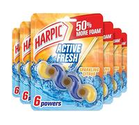 Harpic Active Fresh Toilet Rim Block, Sparkling Citrus, Pack of 6, Anti-Limescale, Dirt Remover, Lasts up to 30 weeks and up to 1250 flushes, Toilet Cleaner, Toilet Freshener
