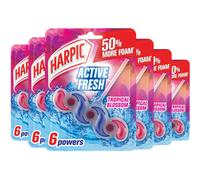 Harpic Active Fresh Toilet Rim Block, Tropical Blossom, Pack of 6 , Anti-Limescale, Dirt Remover, Lasts up to 30 weeks and up to 1250 flushes, Toilet