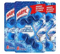 Harpic Active Fresh Toilet Rim Block Twin Pack, Atlantic Burst, Pack of 3, Anti-Limescale, Dirt Remover, Lasts up to 30 weeks and up to 1500 flushes, Toilet Cleaner, Toilet Freshener