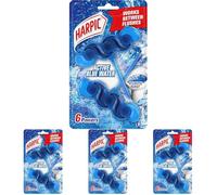 Harpic Active Fresh Toilet Rim Block Twin Pack, Atlantic Fresh, Pack of 4, Anti-Limescale, Dirt Remover, Lasts up to 10 weeks and up to 500 flushes, Toilet Cleaner, Toilet Freshener