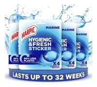 Harpic Hygienic Fresh Sticker Adhesive Toilet Block, Marine, Pack 4 x